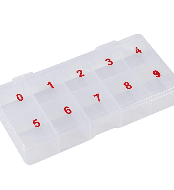 EMPTY Nail Tip Box – SOFT CLEAR PLASTIC Label (#1 – #10)